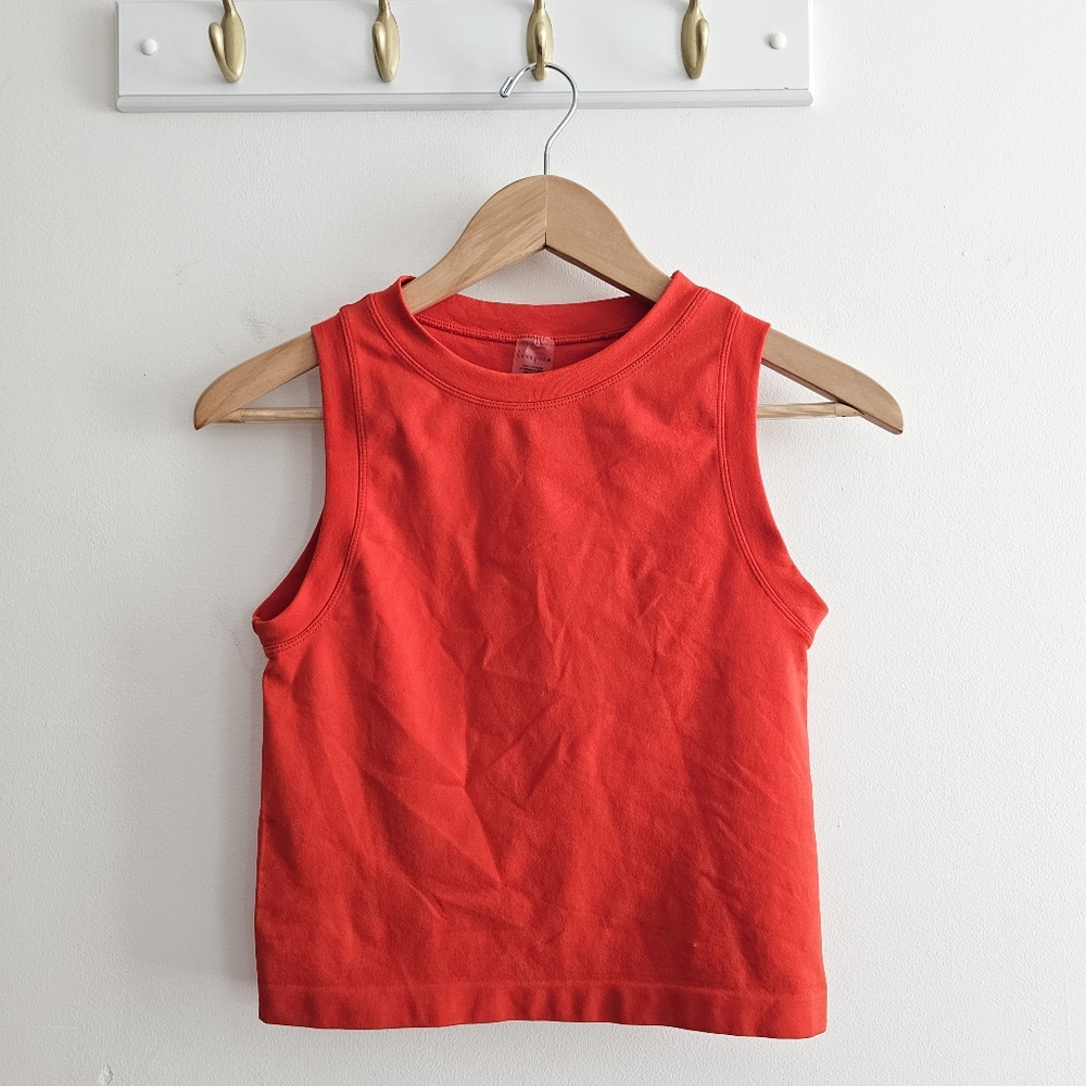 Love Poem Coral Red Sleeveless Stretch Crop Top Size S/M
